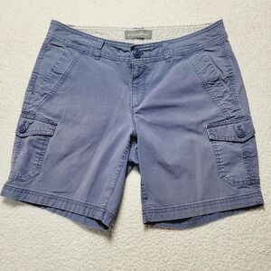 Eddie Bauer Womens Cargo Shorts Blue Gray Size 8 Cotton Stretch Hiking Outdoor